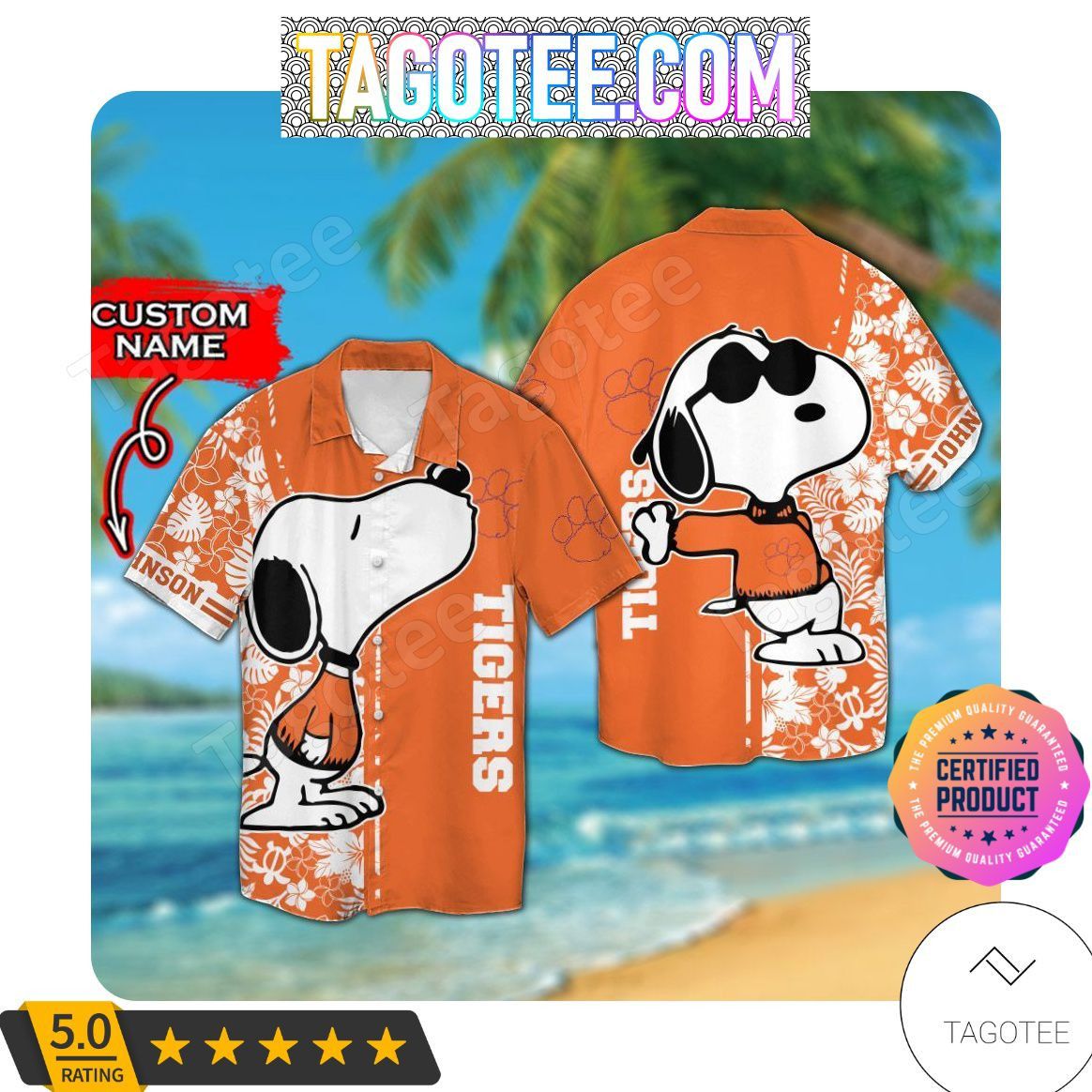 NCAA Clemson Tigers Custom Name Hawaiian Shirt V6 Aloha Shirt