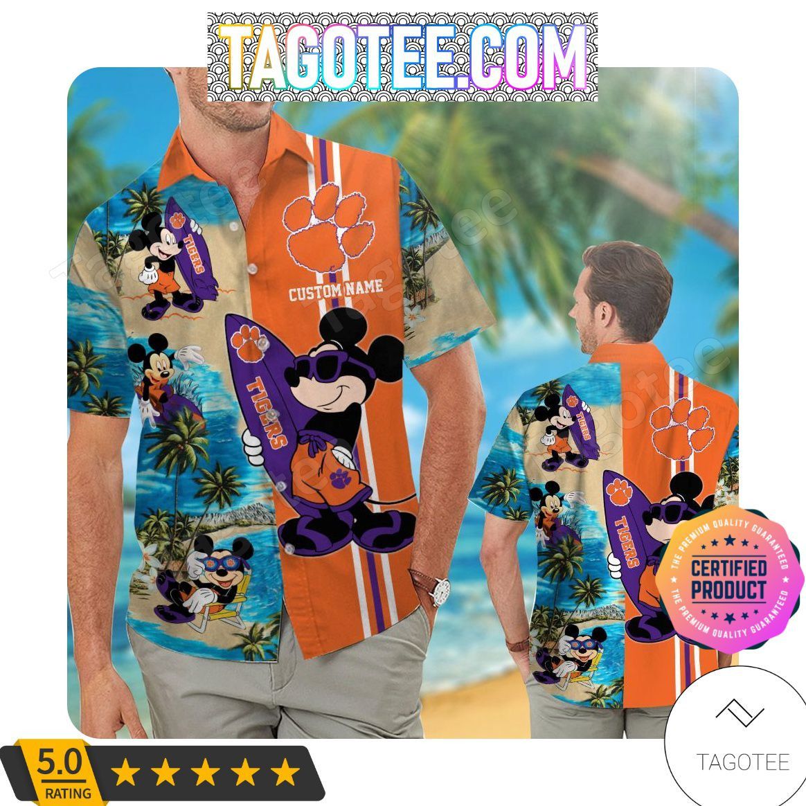 Ncaa Clemson Tigers Custom Name Trendy Hawaiian Shirt V7 Aloha Shirt