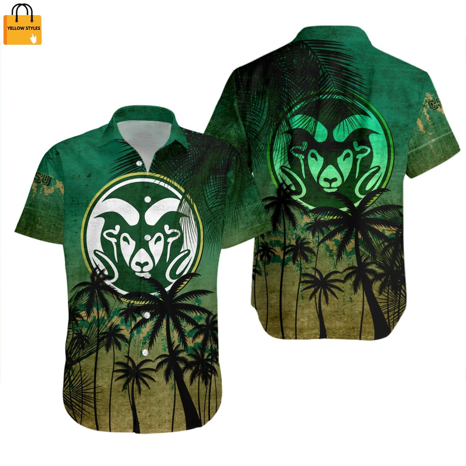 Ncaa Colorado State Rams Coconut Tree Green Gold Trendy Hawaiian Shirt Aloha Shirt