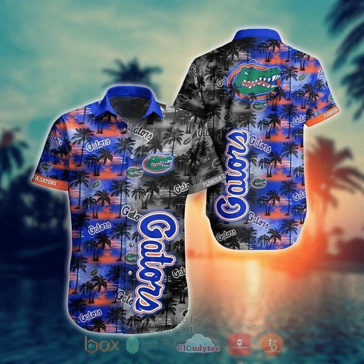Ncaa Florida Gators Coconut Tree Blue Grey Trendy Hawaiian Shirt Aloha Shirt