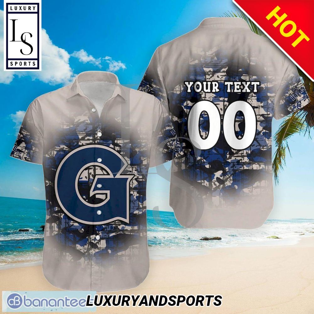 NCAA Georgetown Hoyas Custom Text Number Camouflage Hawaiian Shirt