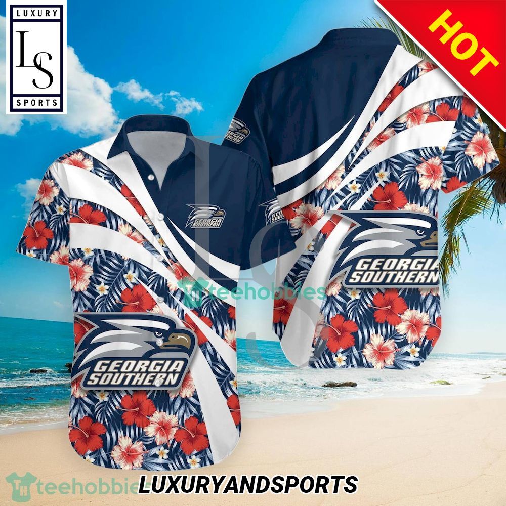 NCAA Georgia Southern Eagles Hibiscus Tropical Flower Hawaiian Shirt