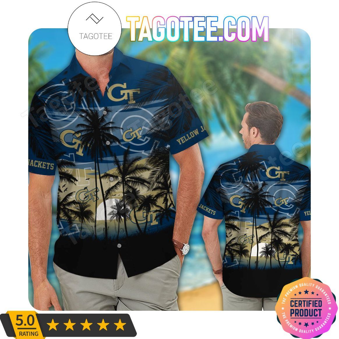 NCAA Georgia Tech Yellow Jackets Coconut Tree Hawaiian Shirt