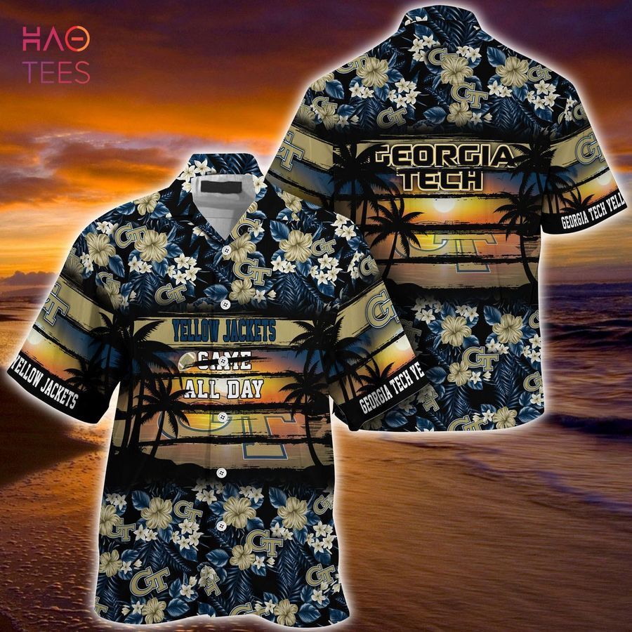 Ncaa Georgia Tech Yellow Jackets Floral Pattern Trendy Hawaiian Shirt Aloha Shirt