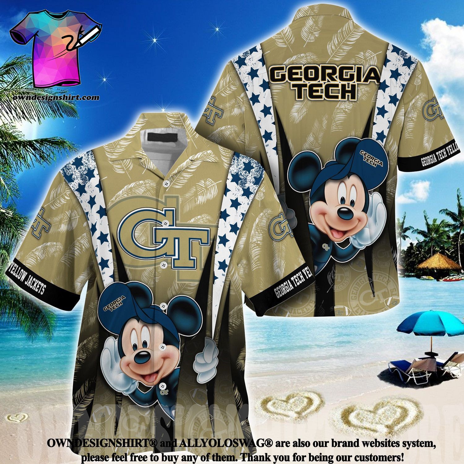 Ncaa Georgia Tech Yellow Jackets Mickey Mouse Trendy Hawaiian Shirt Aloha Shirt