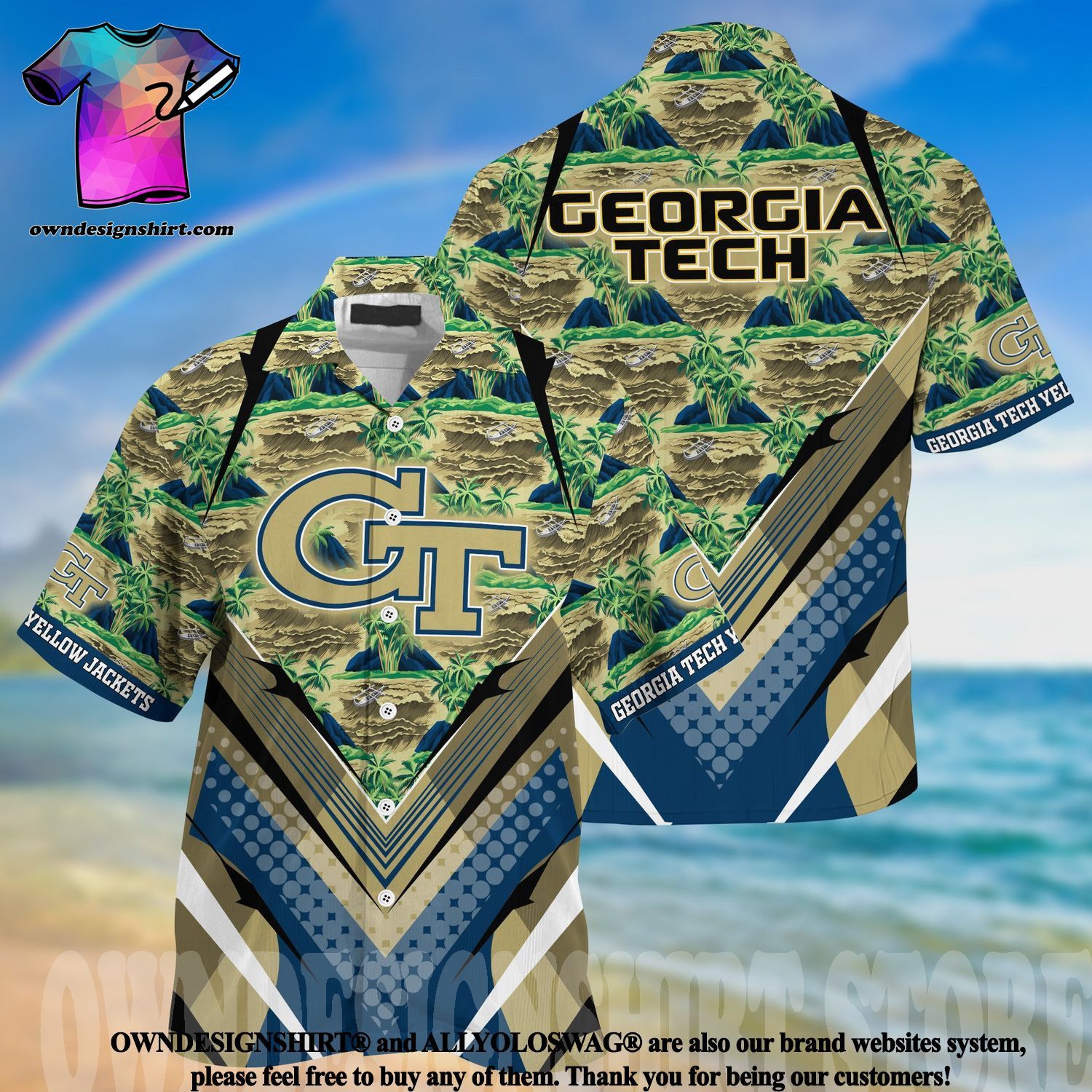 Ncaa Georgia Tech Yellow Jackets Tropical Island Trendy Hawaiian Shirt Aloha Shirt