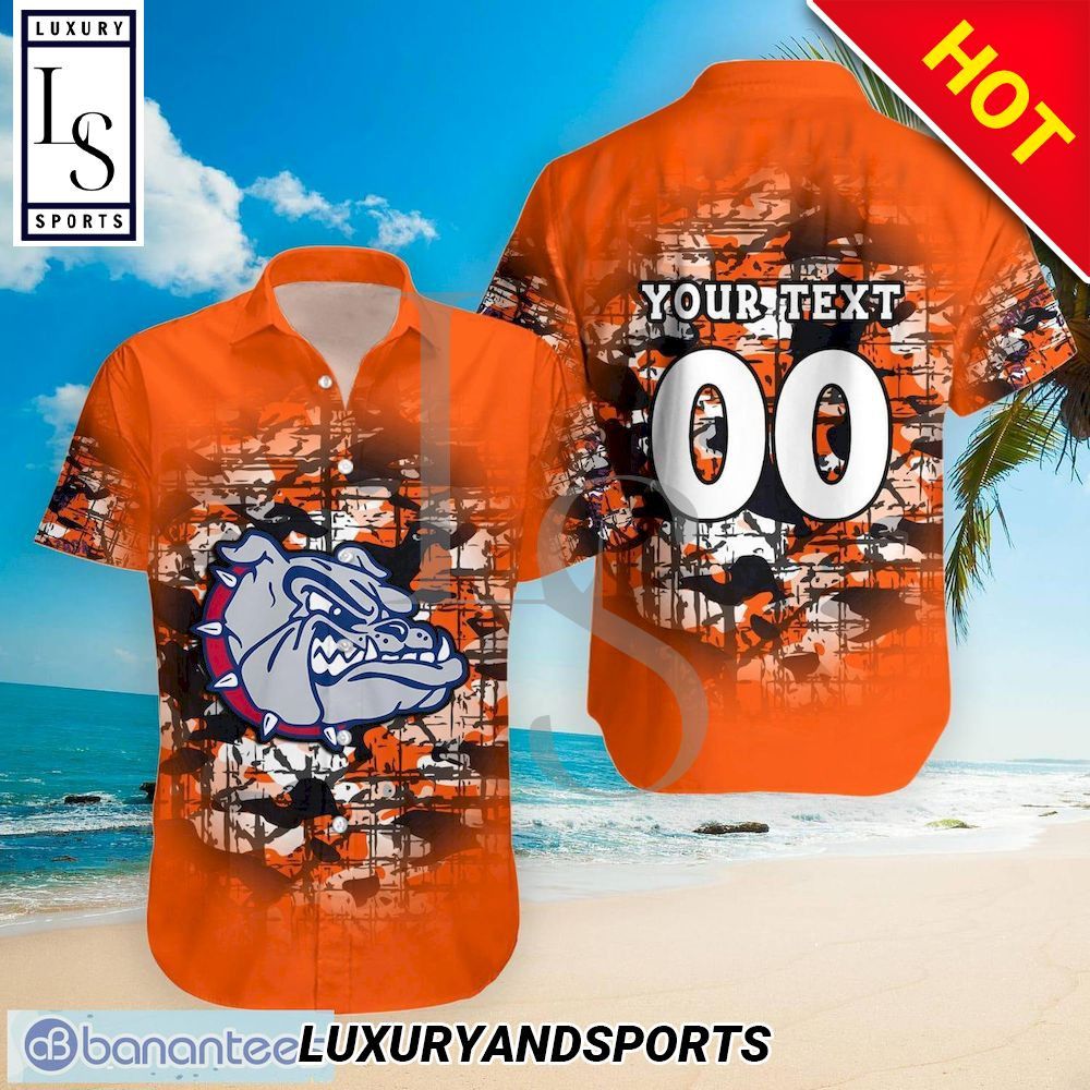 Ncaa Gonzaga Bulldogs Custom Text Number Camouflage Trendy Hawaiian Shirt Aloha Shirt