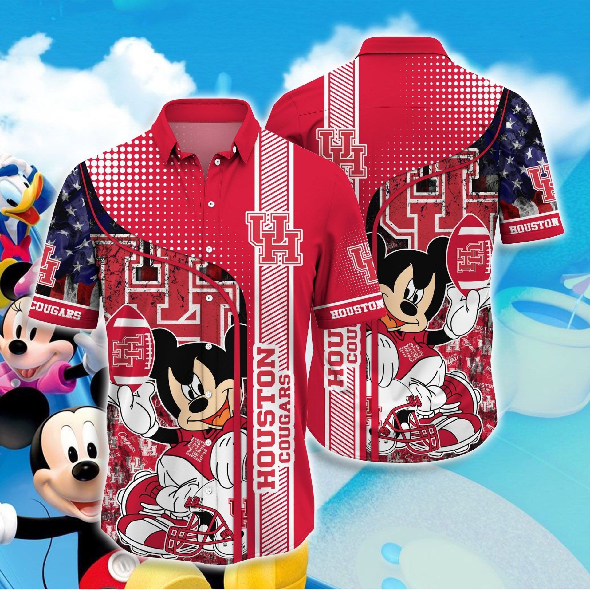 NCAA Houston Cougars Mickey Mouse Hawaiian Shirt
