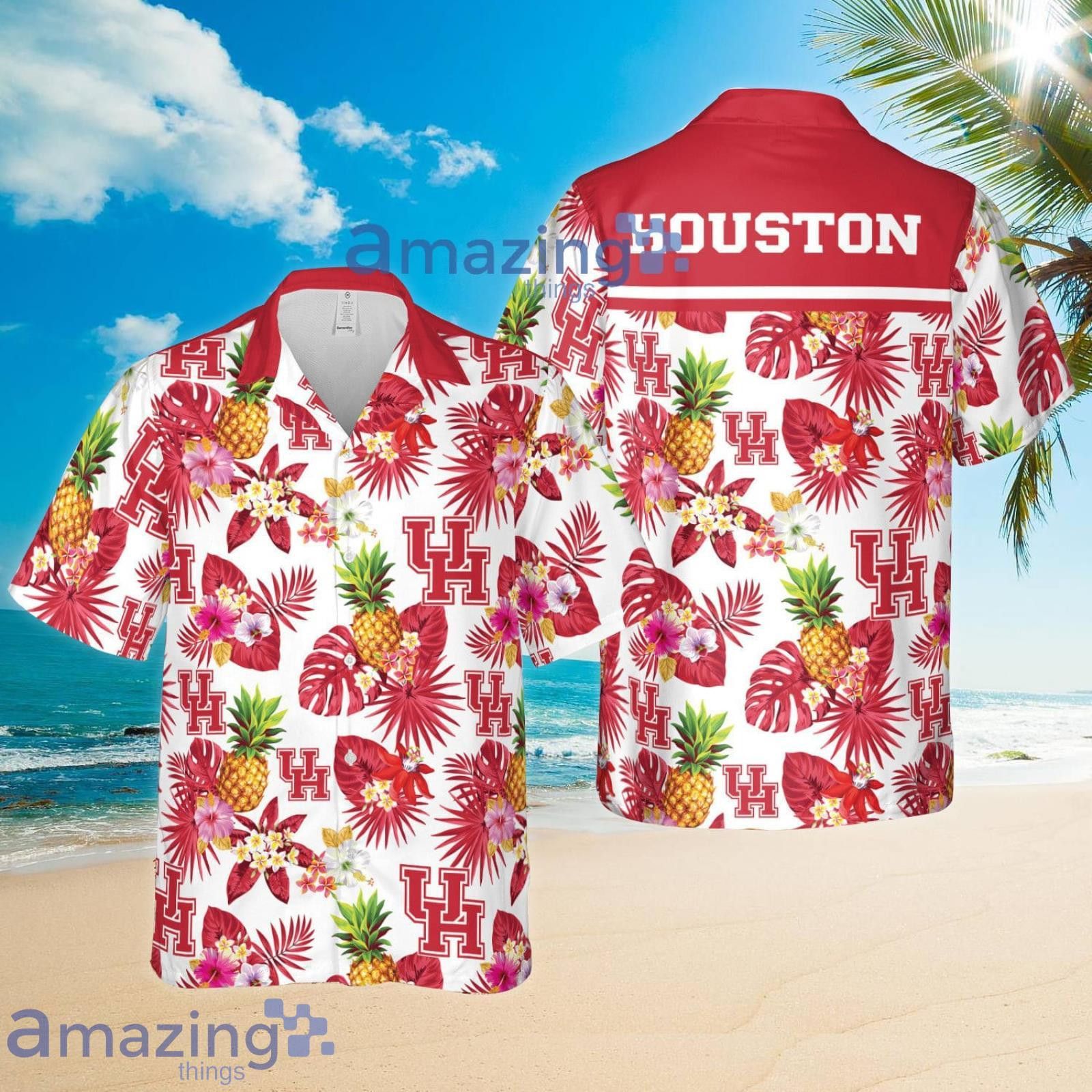NCAA Houston Cougars Pineapple Tropical Flower Hawaiian Shirt