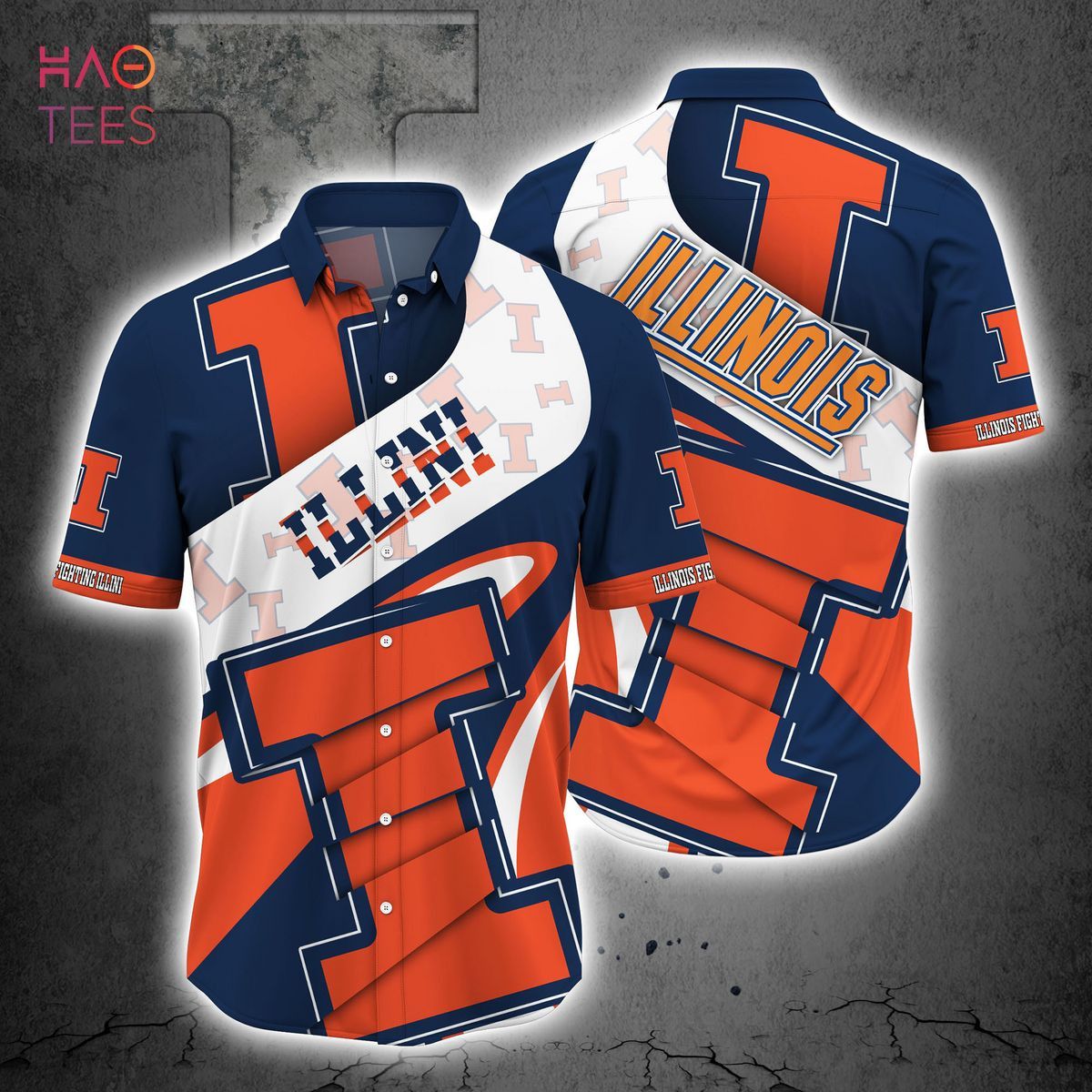 Ncaa Illinois Fighting Illini Blue Orange Trendy Hawaiian Shirt V2 Aloha Shirt Ncaa Illinois Fighting Illini Blue Orange Trendy Hawaiian Shirt V2 Aloha Shirt