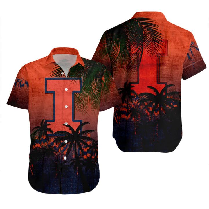 Ncaa Illinois Fighting Illini Coconut Tree Trendy Hawaiian Shirt V3 Aloha Shirt