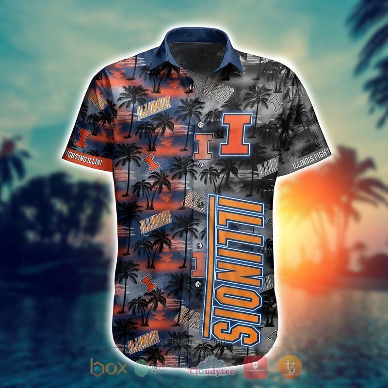Ncaa Illinois Fighting Illini Coconut Trees Trendy Hawaiian Shirt Aloha Shirt