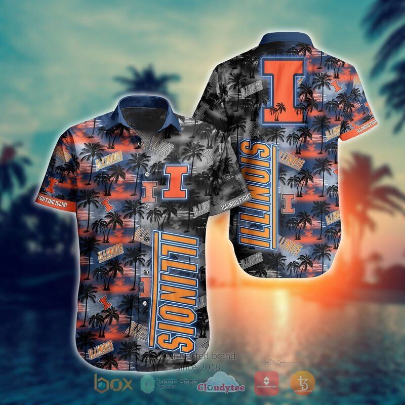 Ncaa Illinois Fighting Illini Coconut Trees Trendy Hawaiian Shirt Aloha Shirt Ncaa Illinois Fighting Illini Coconut Trees Trendy Hawaiian Shirt Aloha Shirt