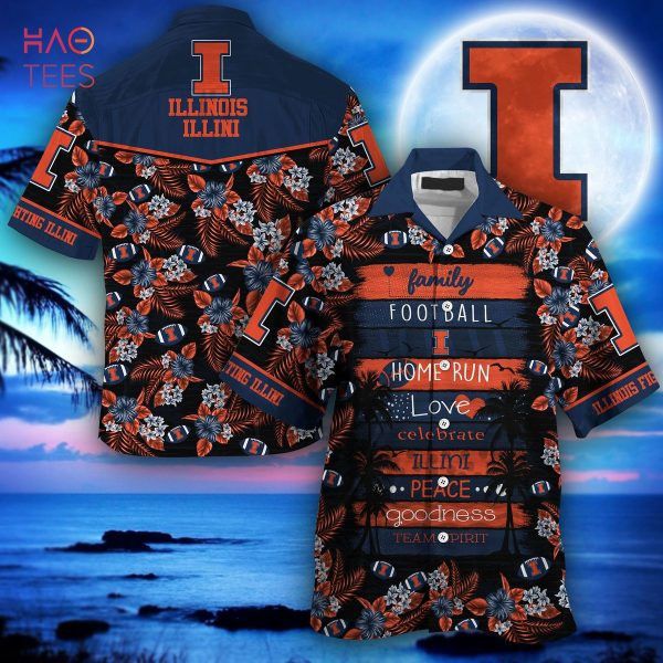 NCAA Illinois Fighting Illini Orange Black Hawaiian Shirt