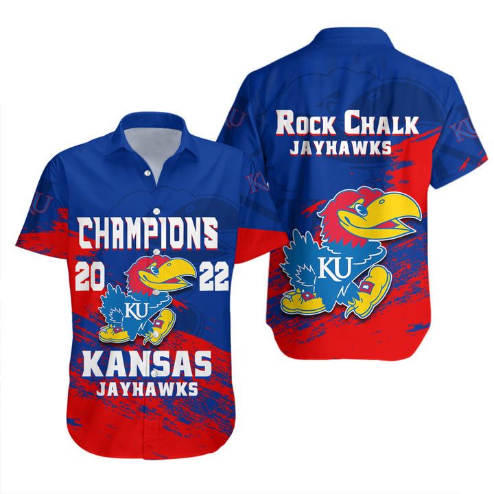 Ncaa Kansas Jayhawks Blue Red Champions 2022 Trendy Hawaiian Shirt Aloha Shirt Ncaa Kansas Jayhawks Blue Red Champions 2022 Trendy Hawaiian Shirt Aloha Shirt