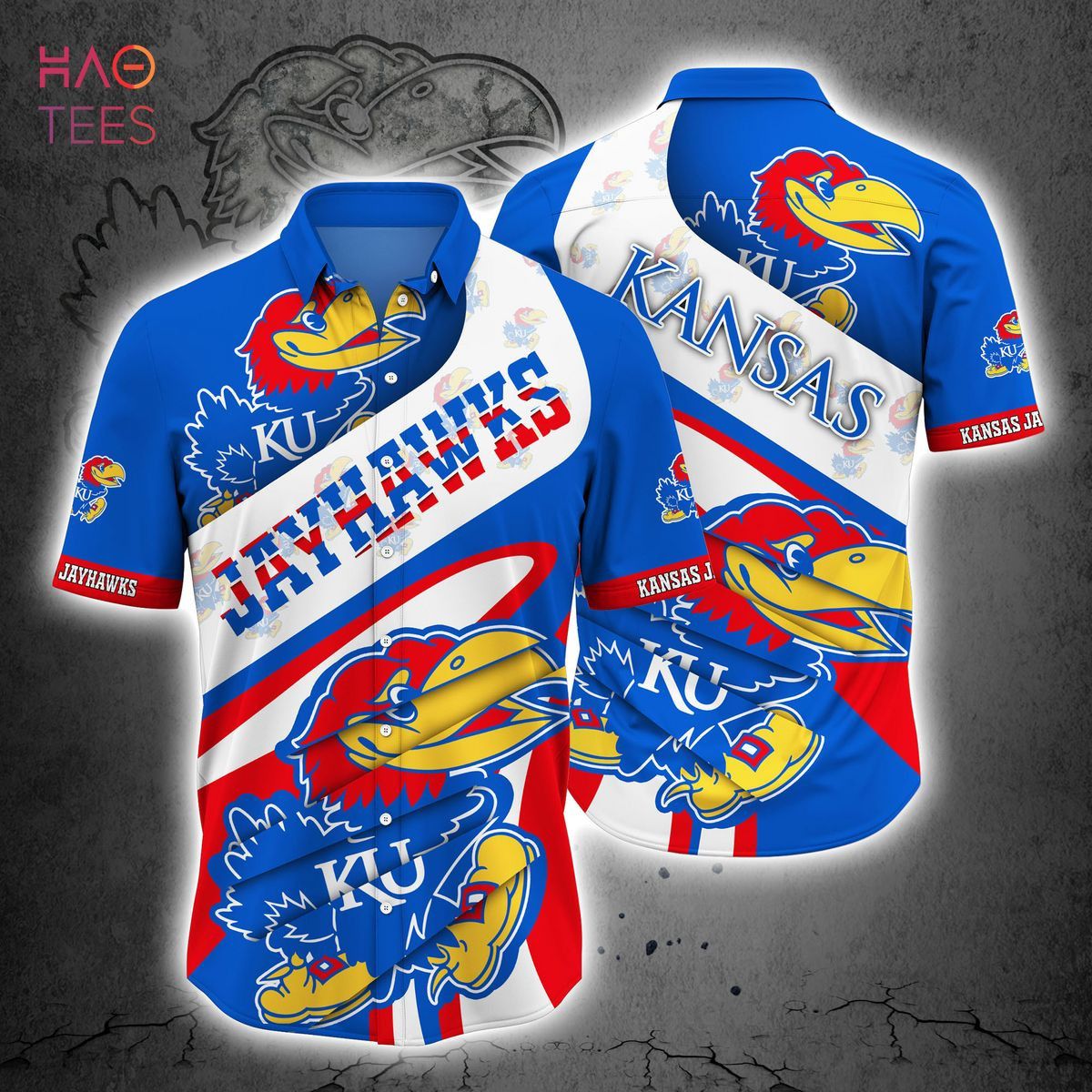 Ncaa Kansas Jayhawks Blue White Trendy Hawaiian Shirt V2 Aloha Shirt Ncaa Kansas Jayhawks Blue White Trendy Hawaiian Shirt V2 Aloha Shirt