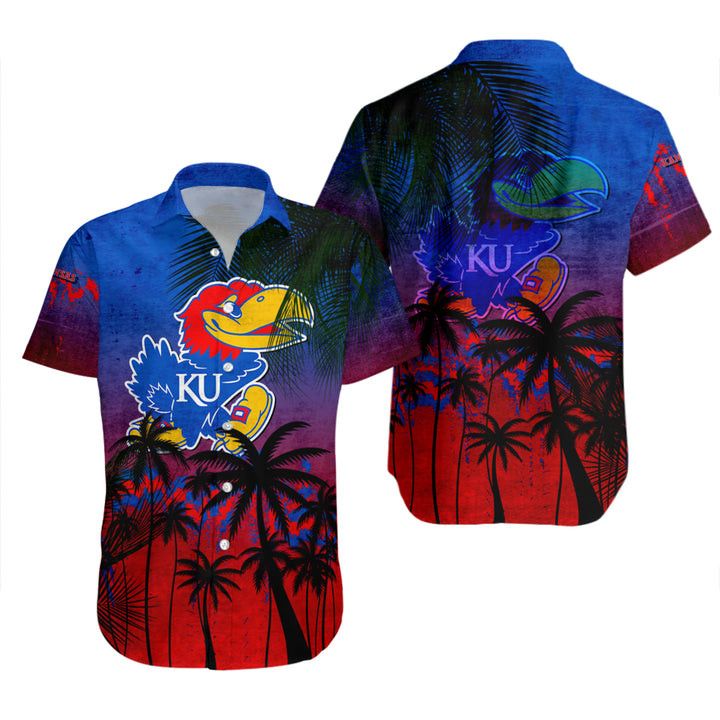 NCAA Kansas Jayhawks Coconut Tree Tropical Hawaiian Shirt