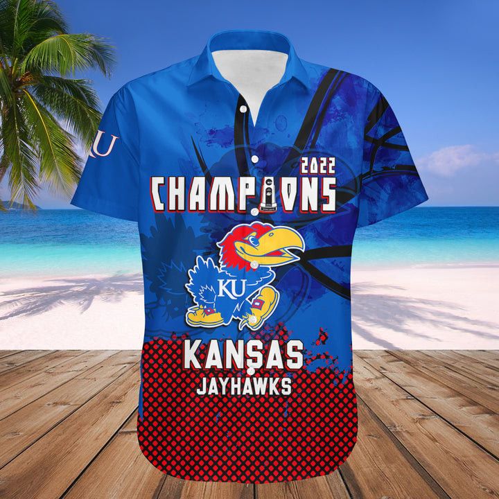 Ncaa Kansas Jayhawks Custom Text Number Champions 2022 Trendy Hawaiian Shirt Aloha Shirt