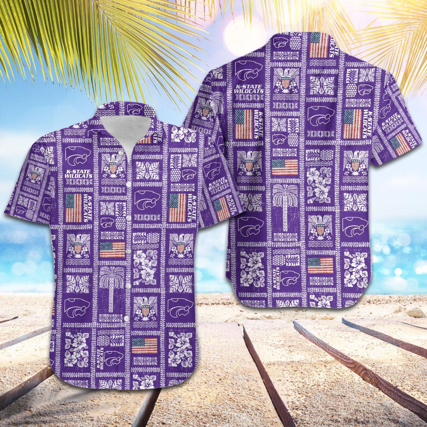 Ncaa Kansas State Wildcats American Flag Purple Trendy Hawaiian Shirt Aloha Shirt Ncaa Kansas State Wildcats American Flag Purple Trendy Hawaiian Shirt Aloha Shirt