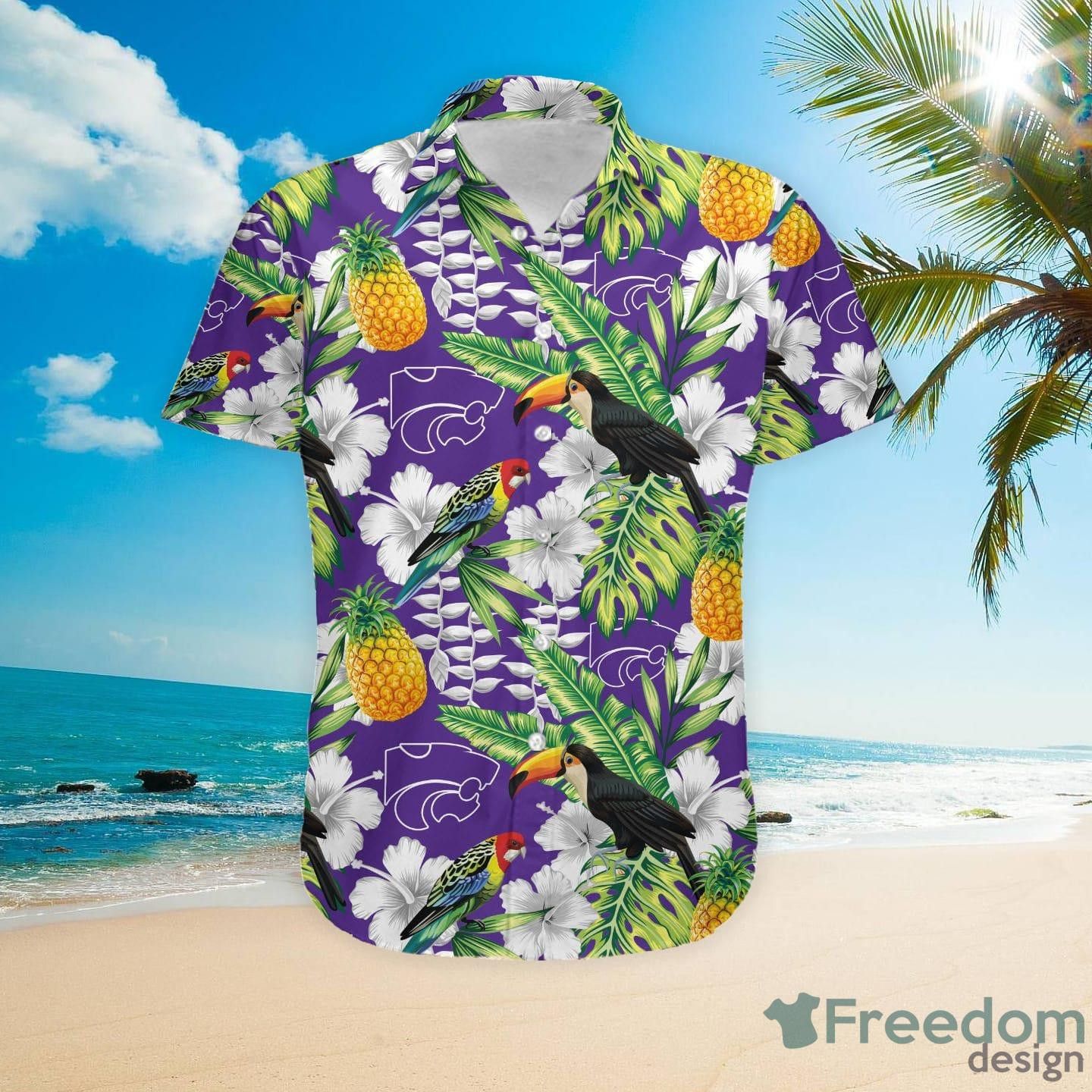 Ncaa Kansas State Wildcats Custom Name Parrots Flowers Trendy Hawaiian Shirt Aloha Shirt