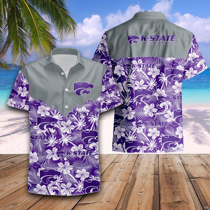 Ncaa Kansas State Wildcats Flowers Purple Silver Trendy Hawaiian Shirt Aloha Shirt