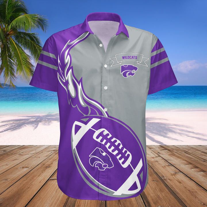 NCAA Kansas State Wildcats Purple Flame Ball Silver Hawaiian Shirt