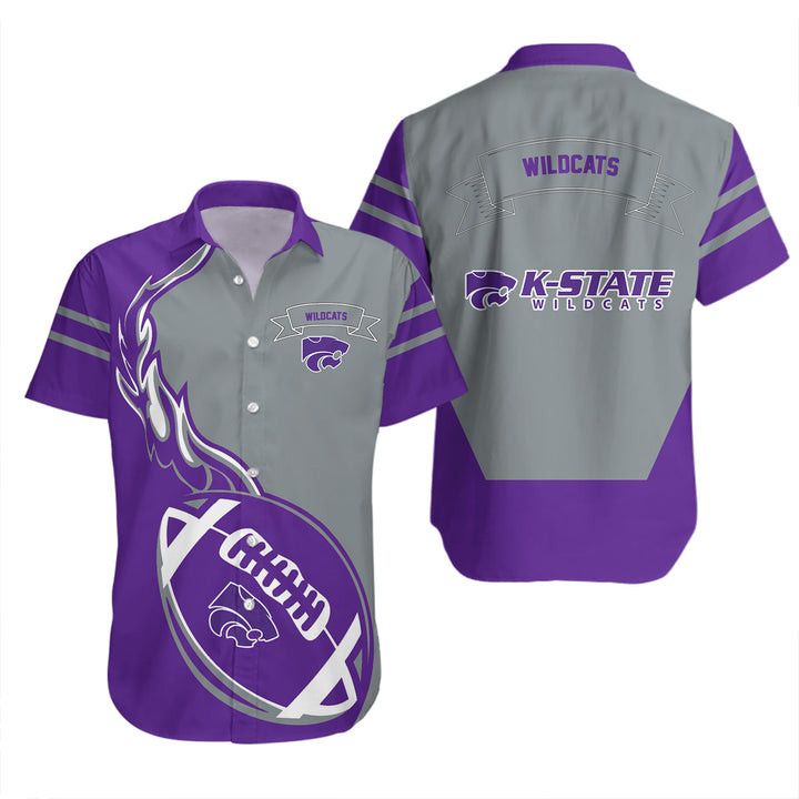 Ncaa Kansas State Wildcats Purple Flame Ball Silver Trendy Hawaiian Shirt Aloha Shirt