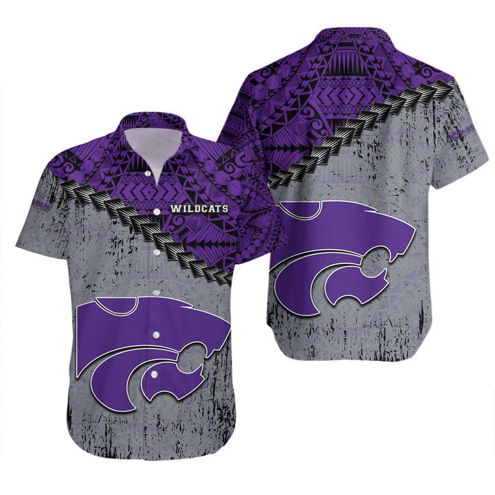 Ncaa Kansas State Wildcats Silver Purple Polynesian Trendy Hawaiian Shirt V6 Aloha Shirt