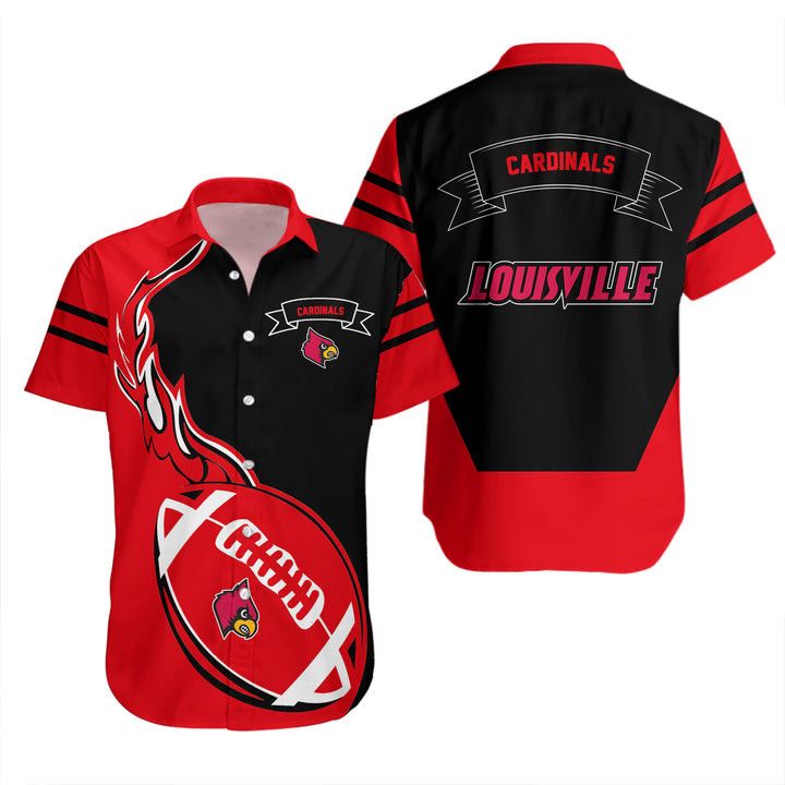Ncaa Louisville Cardinals Red Black Trendy Hawaiian Shirt Aloha Shirt