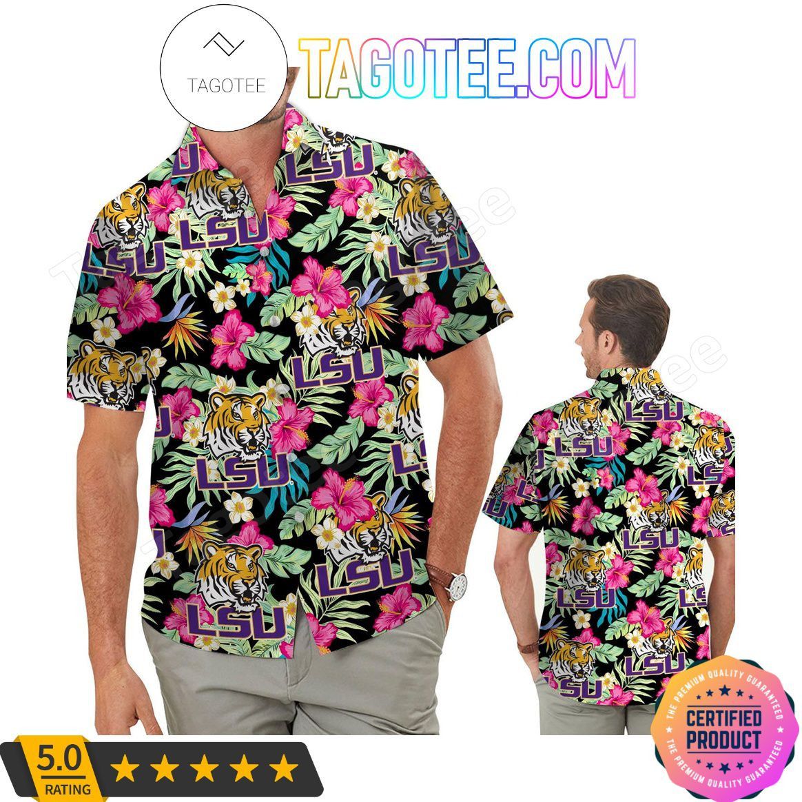 NCAA Lsu Tigers Hibiscus Aloha Hawaiian Shirt