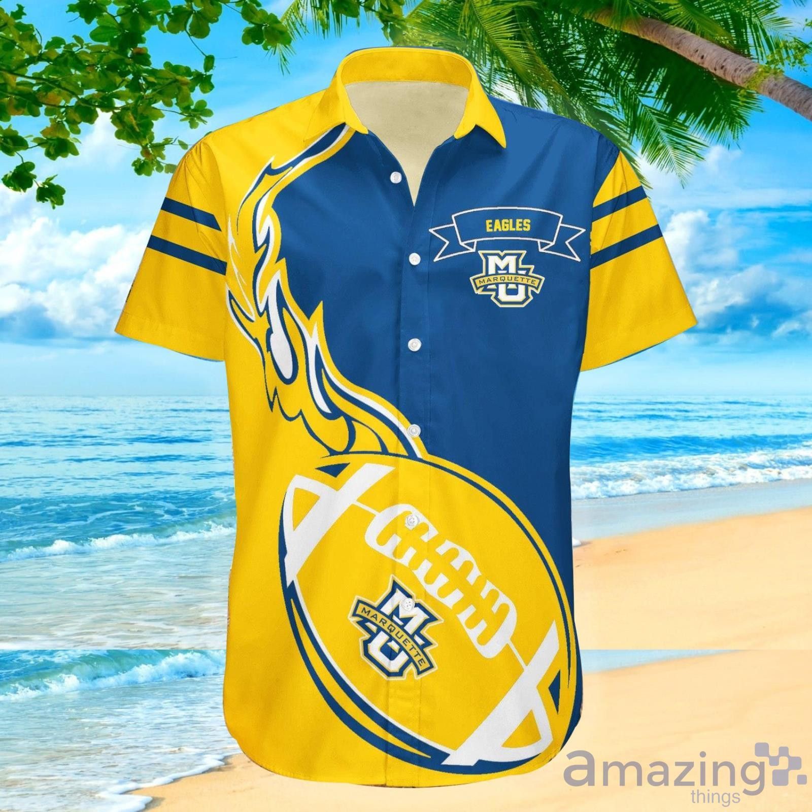 NCAA Marquette Golden Eagles Flame Ball Hawaiian Shirt