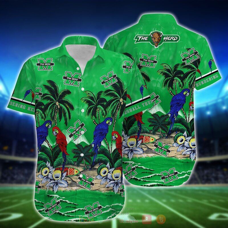 NCAA Marshall Thundering Herd Parrot Hawaiian Shirt