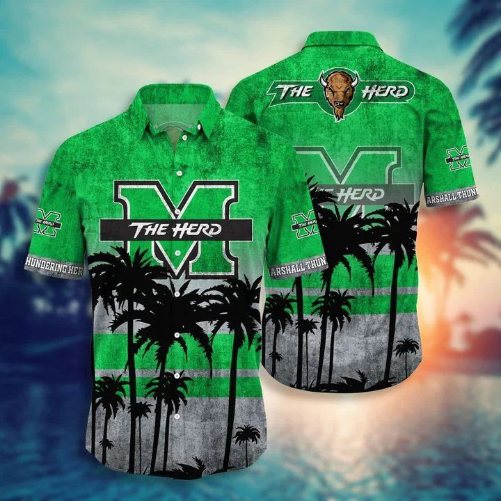NCAA Marshall Thundering Herd Tropical Coconut Tree Hawaiian Shirt