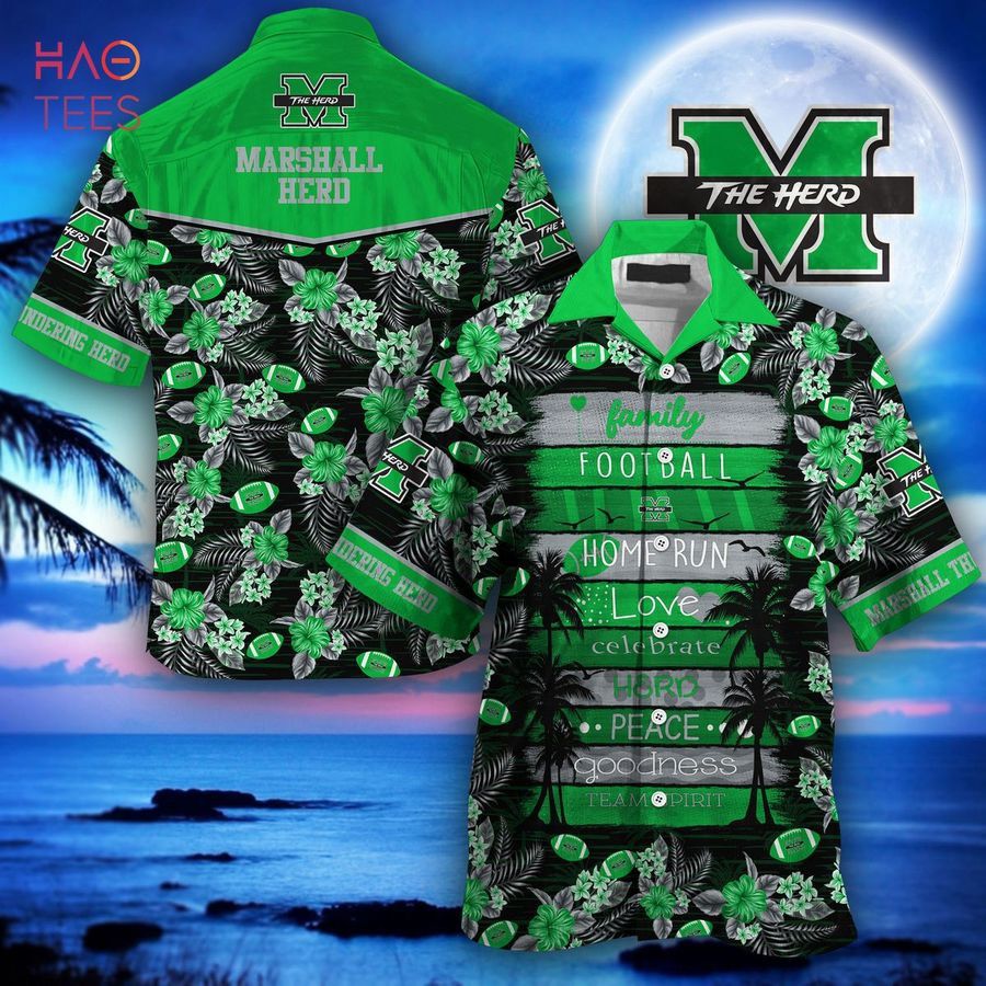 NCAA Marshall Thundering Herd Tropical Floral Hawaiian Shirt