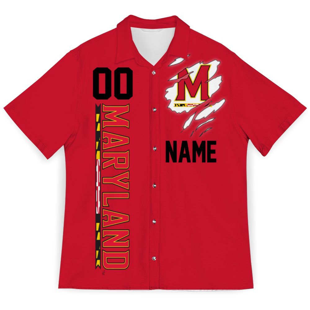Ncaa Maryland Terrapins Custom Name Number Red Trendy Hawaiian Shirt Aloha Shirt Ncaa Maryland Terrapins Custom Name Number Red Trendy Hawaiian Shirt Aloha Shirt