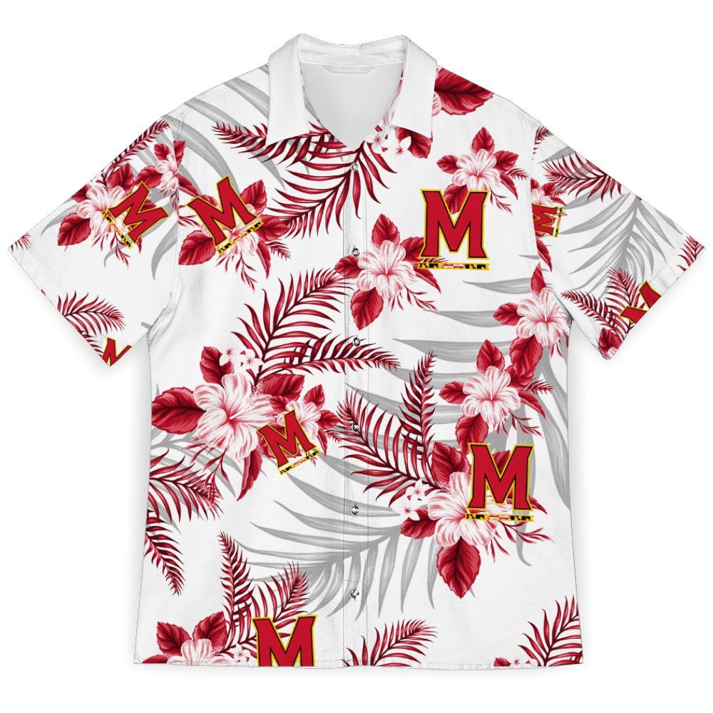 Ncaa Maryland Terrapins Red Flowers White Trendy Hawaiian Shirt Aloha Shirt Ncaa Maryland Terrapins Red Flowers White Trendy Hawaiian Shirt Aloha Shirt