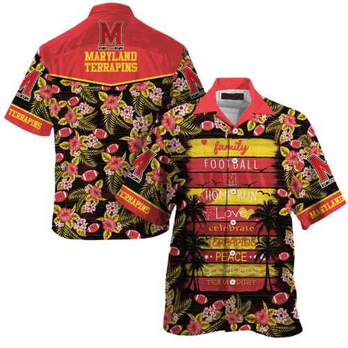 NCAA Maryland Terrapins Red Yellow Hawaiian Shirt V3 Aloha Shirt
