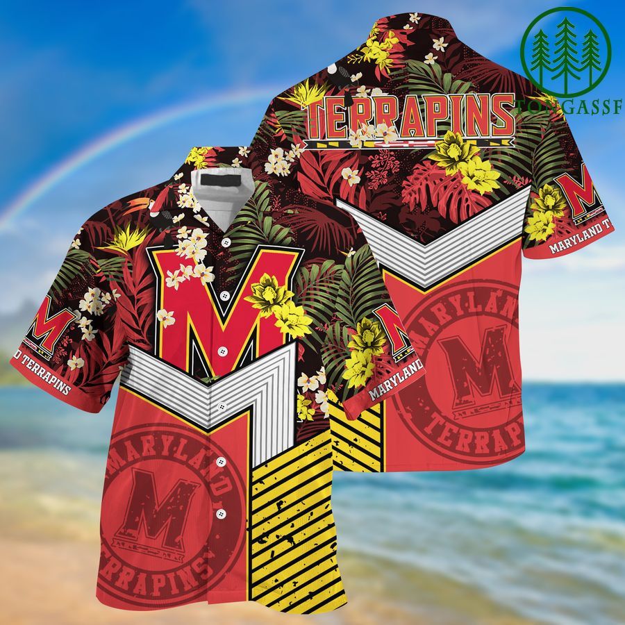 Ncaa Maryland Terrapins Red Yellow Trendy Hawaiian Shirt V2 Aloha Shirt