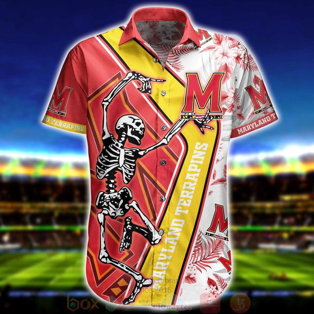 Ncaa Maryland Terrapins Skeleton Red Yellow Trendy Hawaiian Shirt Aloha Shirt Ncaa Maryland Terrapins Skeleton Red Yellow Trendy Hawaiian Shirt Aloha Shirt