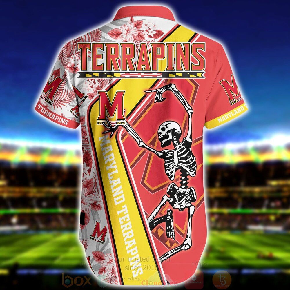 Ncaa Maryland Terrapins Skeleton Red Yellow Trendy Hawaiian Shirt Aloha Shirt