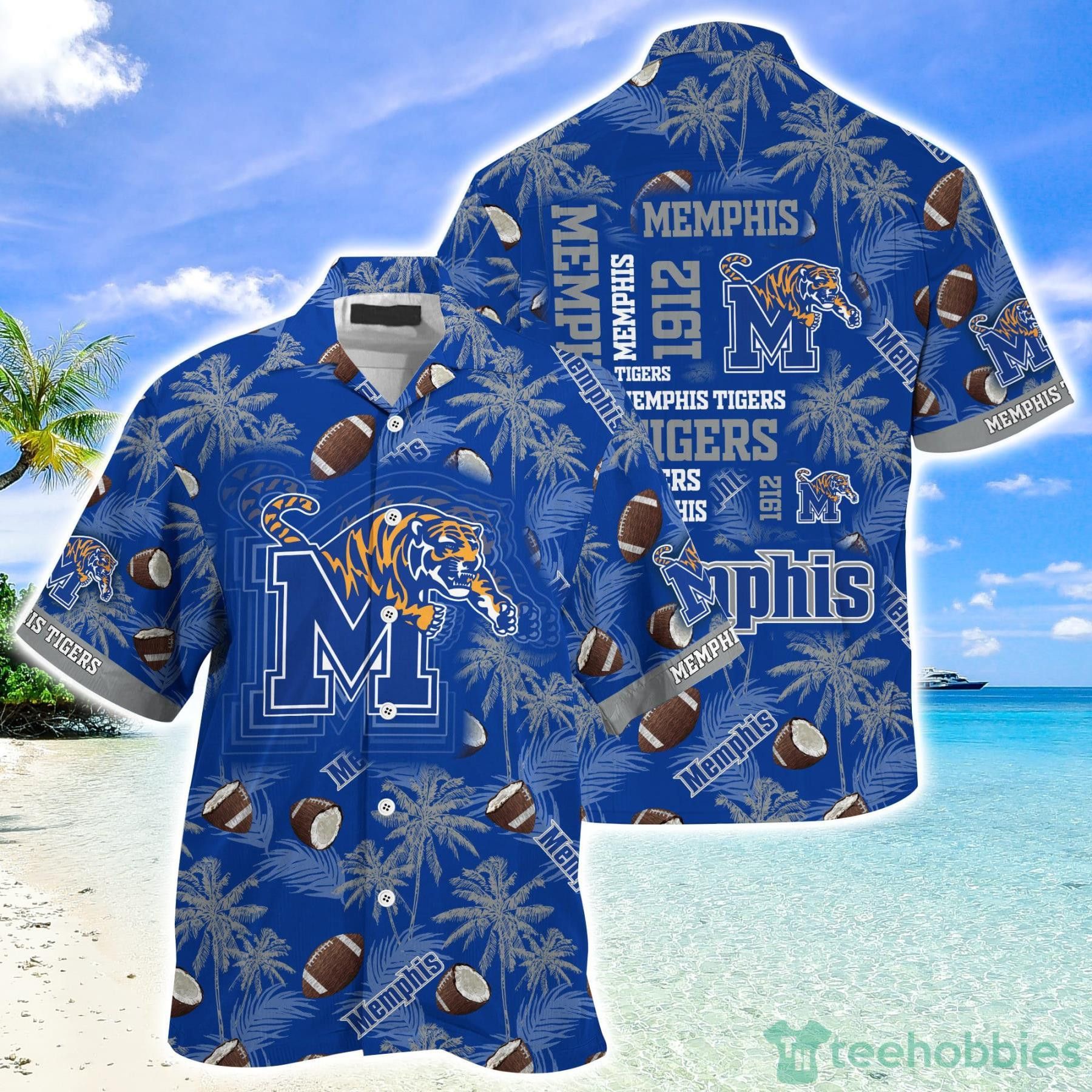 NCAA Memphis Tigers Blue Coconut Hawaiian Shirt