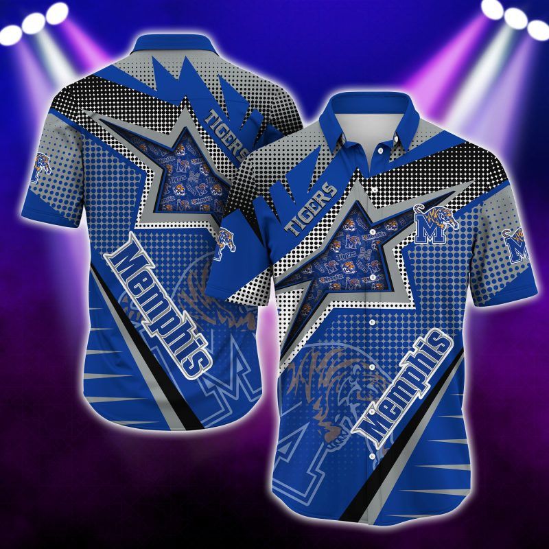 NCAA Memphis Tigers Blue Gray Start Hawaiian Shirt