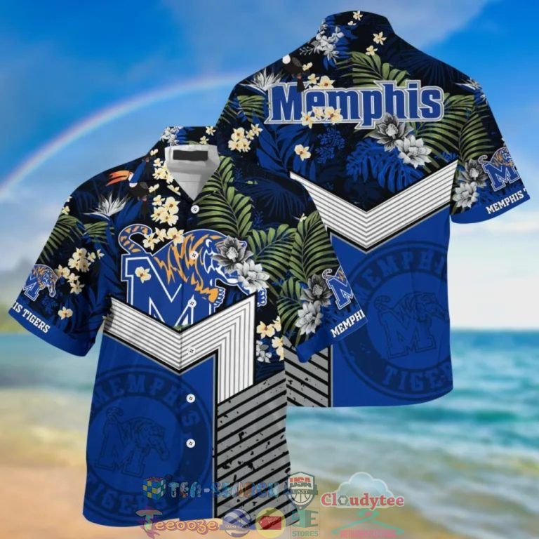 NCAA Memphis Tigers Tropical Flowers Hawaiian Shirt