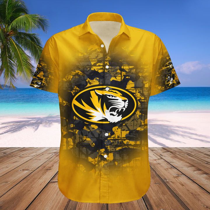 NCAA Missouri Tigers Custom Text Number Gold Black Hawaiian Shirt