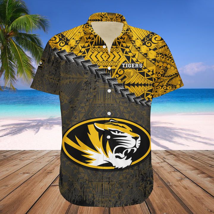 NCAA Missouri Tigers Gold Black Hawaiian Shirt V15 Aloha Shirt