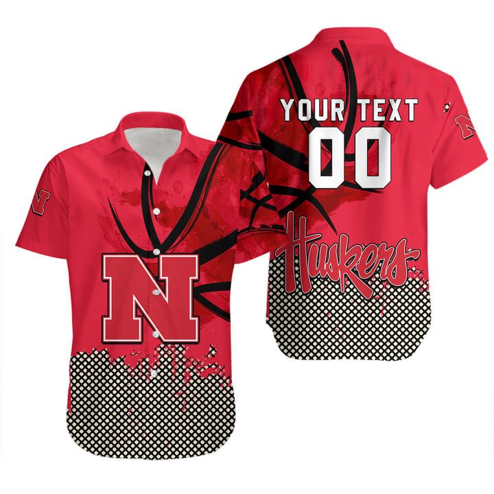 Ncaa Nebraska Cornhuskers Custom Text Number Red Black Trendy Hawaiian Shirt Aloha Shirt