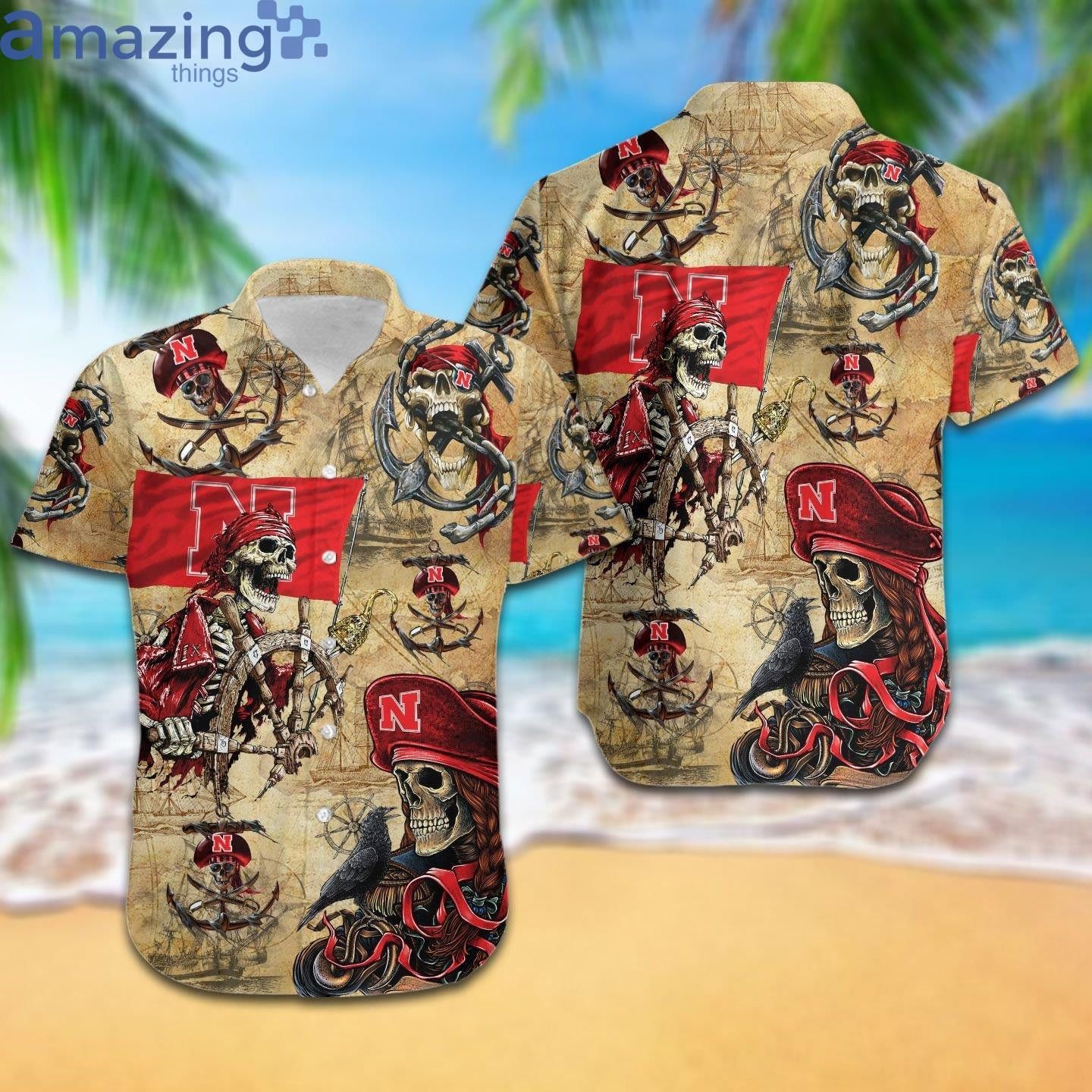 Ncaa Nebraska Cornhuskers Gold Skull Trendy Hawaiian Shirt Aloha Shirt