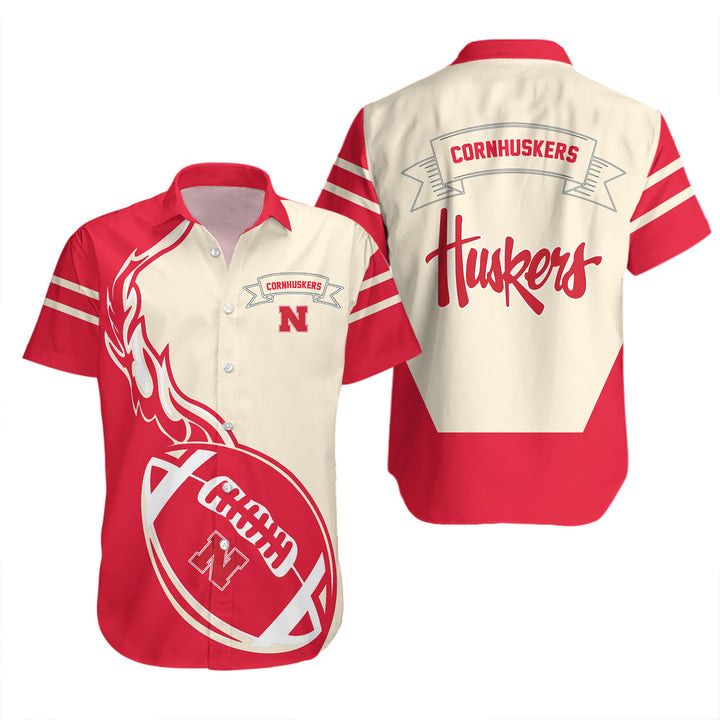 Ncaa Nebraska Cornhuskers Red Cream Trendy Hawaiian Shirt V6 Aloha Shirt