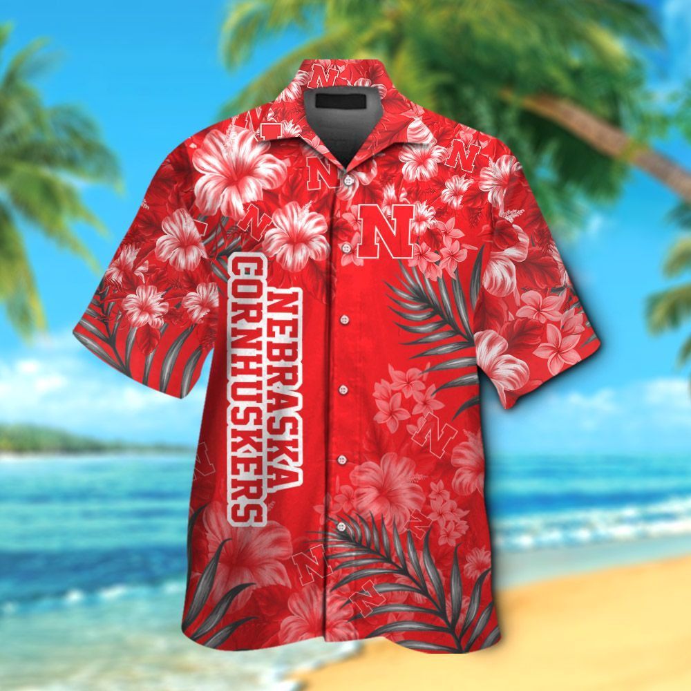 Ncaa Nebraska Cornhuskers Red Flowers Trendy Hawaiian Shirt Aloha Shirt