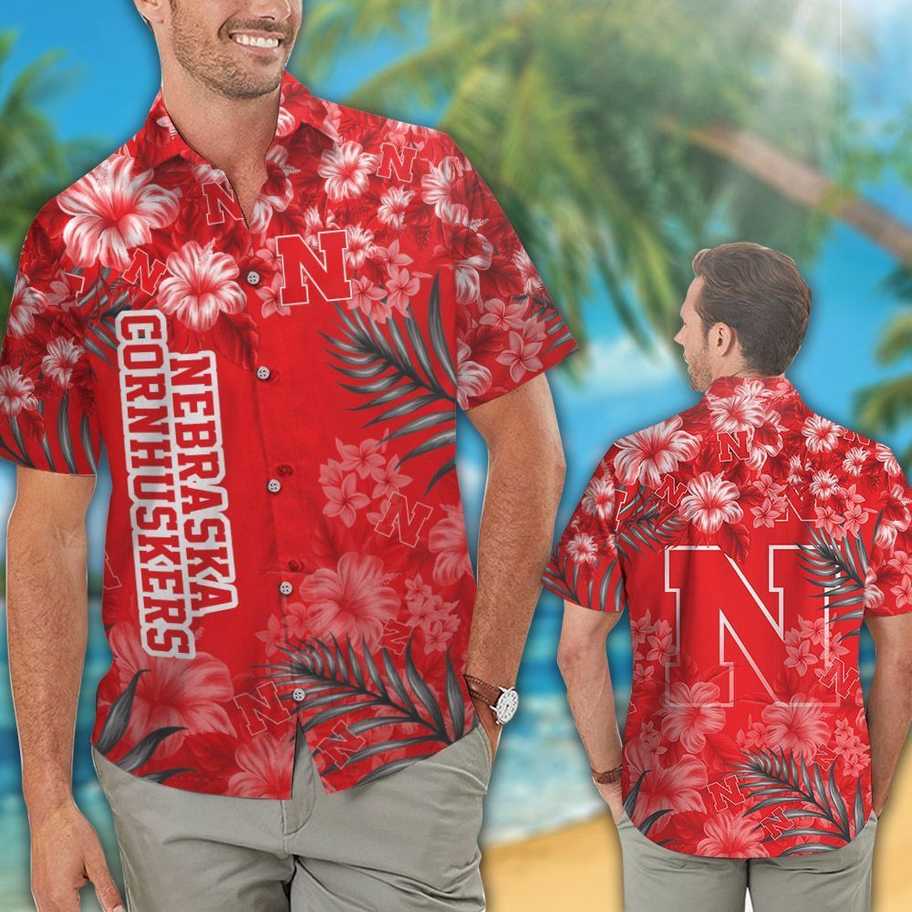 Ncaa Nebraska Cornhuskers Red Flowers Trendy Hawaiian Shirt Aloha Shirt